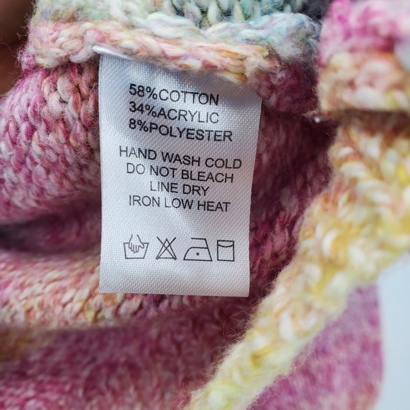 ee:some rainbow pastel ombre v-neck balloon sleeve sweater women's size m/l - Picture 4 of 5